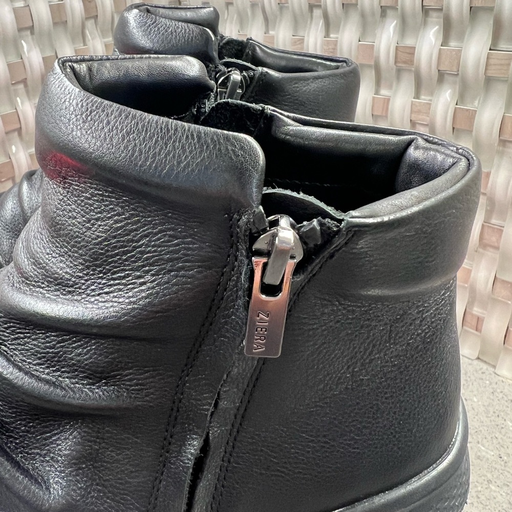 Ziera Shayne-XF Black Leather Zip Ankle Boot size 39 - Picture 3 of 11